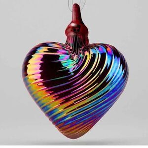 Glass Eye Studio Birthstone Heart Ornaments (January: Garnet)